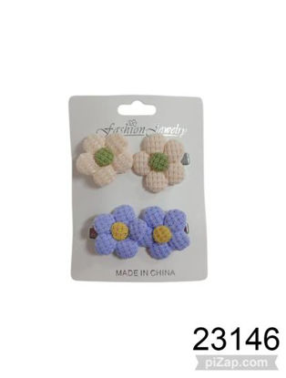 Imagen de HEBILLAS FLORES DE LANA 4PZAS VAR.COLORES 3.25